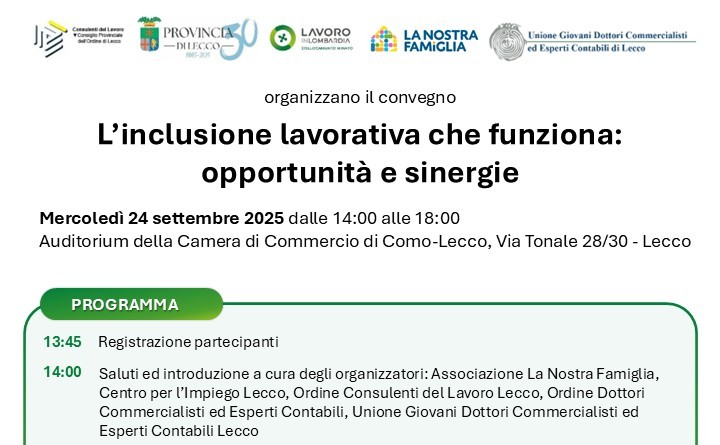 Mercoledì 24 settembre dalle 14.00 alle 18.00 il convegno in Camera di Commercio di Como-Lecco.